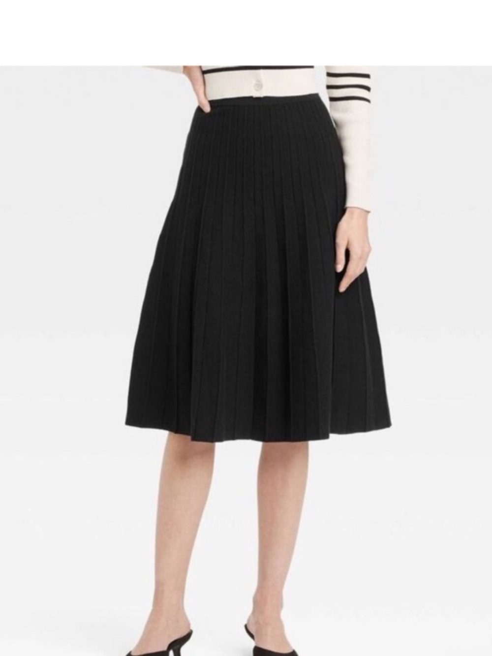 Black Pleated Midi Skirt - Classic Women's Skirt